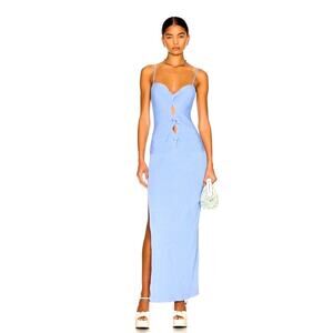 NEW Atoir Blue Coda Boho Vacation Euro Summer Spring Break Knit Maxi Split Dress